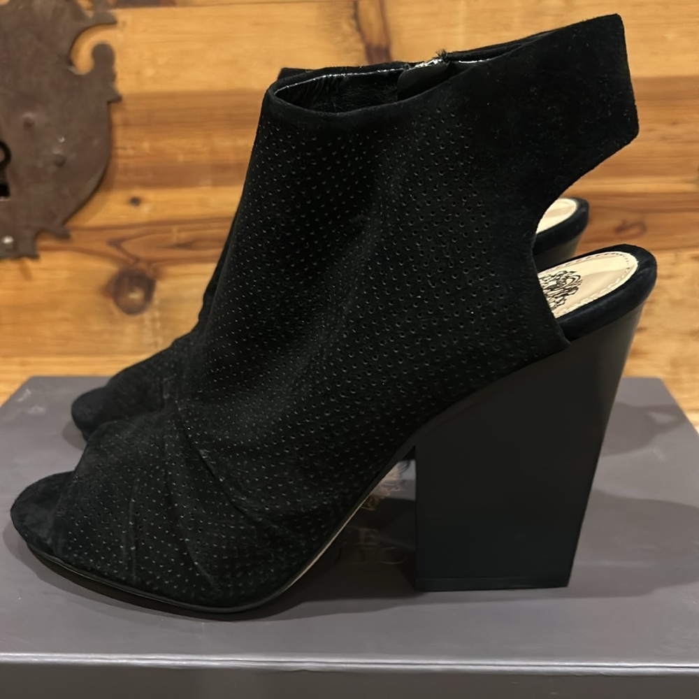 Vince Camuto Peep Toe Suede Booties